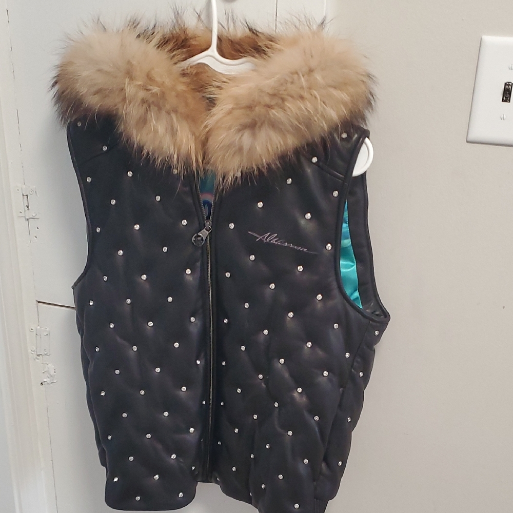 Kids Black Vest with Faux Fur Trim